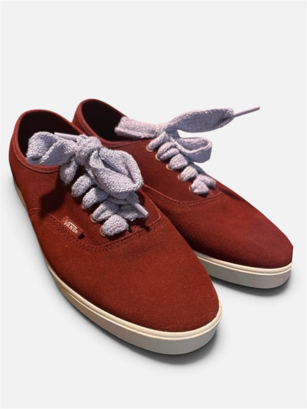 Vans Men’s Suede Sneakers in Deep Red with Light Gray Laces